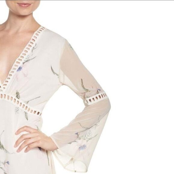 Fraiche By J Floral Print Chiffon Blouson Dress, size L - Picture 3 of 11